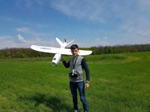 Agri Eye angel investor and co-founder Alexey with a drone equipped of a multispectral camera